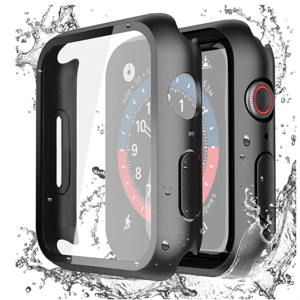 Apple Watch Screen Protectors 44mm Set Of 2 Waterproof Black Tempered Glass